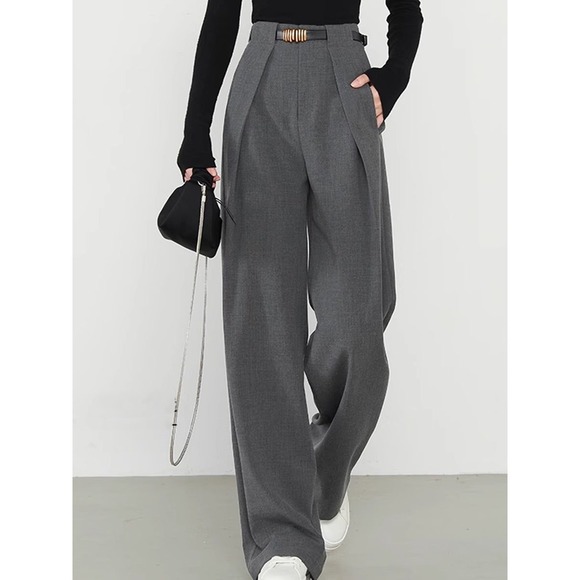 Commense Charcoal High-Waist Trousers - Picture 2 of 4